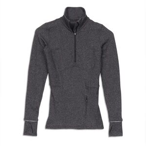 Lululemon Runderful 1/2 Zip Long Sleeve Shirt Grey Herringbone Sz 10‎ Reflective